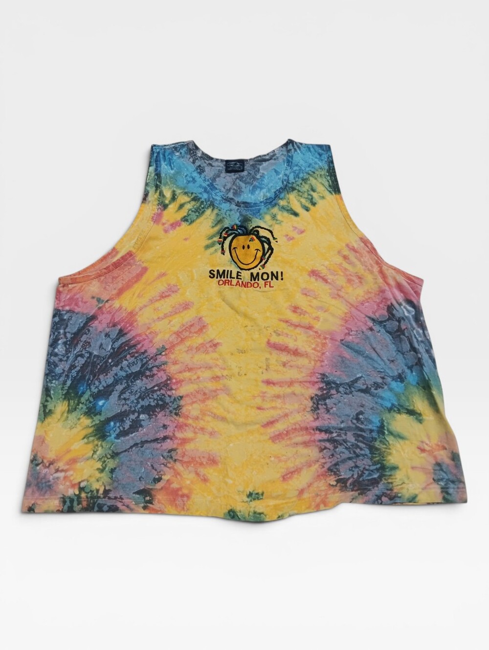 Vintage Smile Mon! Orlando Tie-Dye Tank Top - Yellow Multicolor XL